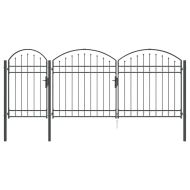 Врата за ограда с аркиран връх Сив 400 x 100 cm Стомана