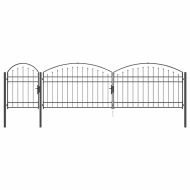 Врата за ограда с аркиран връх Сив 500 x 75 cm Стомана