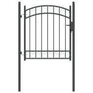 Врата за ограда Сив 125 x 100 см Прахово покритие стомана