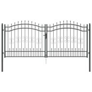 Врата за ограда с връх под формата на копие Сив 305 x 125 см