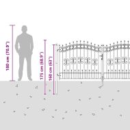 Врата за ограда с връх под формата на копие Сив 305 x 125 см
