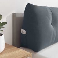 Възглавница за гръб Тъмен сив 180 x 24 x 50 см Кадифе