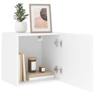 Стенен ТB шкаф, бял, 40,5x30x40 см, инженерно дърво