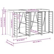 Контейнер за съхранение на 3 коша Антрацит Стомана