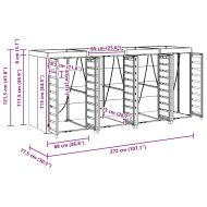 Контейнер за съхранение на 3 коша 340 x 77.5 x 115.5 см Стомана