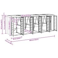 Контейнер за съхранение на 3 коша 340 x 77.5 x 115.5 см Стомана