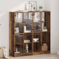 Висок шкаф 2 pcs Старо дърво 68 x 37 x 142 см Инженерно дърво