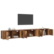 Комплект стенен ТВ шкаф 3 pcs Старо дърво 100 x 34,5 x 40 см