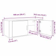 Комплект стенен ТВ шкаф 3 pcs Старо дърво 100 x 34,5 x 40 см