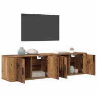 Комплект стенен ТВ шкаф 2 pcs Старо дърво 80 х 34,5 х 40 см