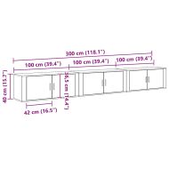 Комплект стенен ТВ шкаф 3 pcs Черния дъб 100 x 34,5 x 40 см
