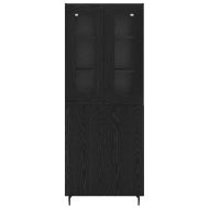 Висок шкаф 2 pcs Черния дъб Инженерна дървесина и стъкло