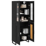 Висок шкаф 2 pcs Черния дъб Инженерна дървесина и стъкло