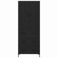 Висок шкаф с чекмедже 2 pcs Черния дъб Инженерно дърво