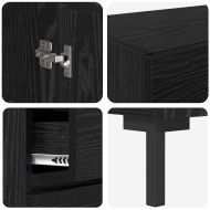 Висок шкаф с чекмедже 2 pcs Черния дъб Инженерно дърво