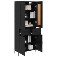 Висок шкаф с чекмедже 2 pcs Черния дъб Инженерно дърво