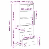 Висок шкаф Черен дъб 69,5 x 34 x 180 см Инженерно дърво