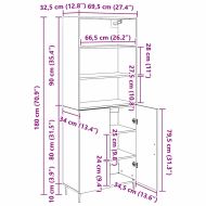 Висок шкаф Черния дъб 69,5 x 34 x 180 см