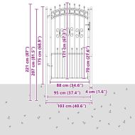 Врата за ограда с връх под формата на копие Сив 103 x 175 cm