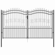 Врата за ограда с връх под формата на копие Сив 305 x 175 см