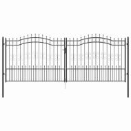 Врата за ограда с връх под формата на копие Сив 404 x 150 см