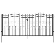 Врата за ограда с връх под формата на копие Сив 404 x 175 см