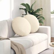 Възглавници за седалки 2 pcs Крем Ø 50 cm Кордюрова тъкан