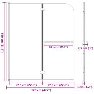 Душова обшивка Черно 95 x 140 cm ESG стъкло и алуминий