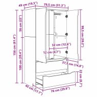 Шкаф за баня Старо дърво 79,5 x 49 x 156 см Инженерно дърво