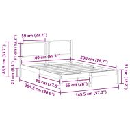 Рамка за легло Светлосиво 140 x 200 cm Солидно борово дърво
