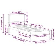 Рамка за легло с таблото Таупе 80 x 200 cm Солидно борово дърво