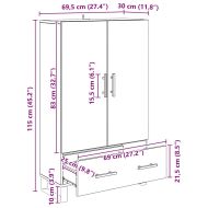 Висок шкаф с чекмедже Дъб 69,5 x 30 x 115 см Инженерно дърво