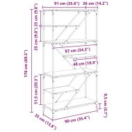 Рафт за книги Черния дъб 91 x 36 x 176 см Инженерно дърво