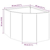 Ъглов сандък за цветя Черно 45 x 45 x 35 cm Стомана