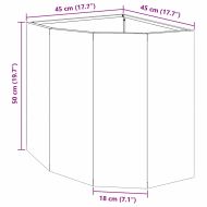 Ъглов сандък за цветя Черно 45 x 45 x 50 см Стомана