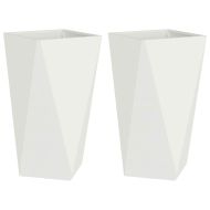 Кашпа 2 pcs Бяло 40 x 40 x 75 cm Стомана