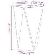Кашпа 2 pcs Бяло 40 x 40 x 75 cm Стомана