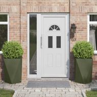 Кашпа 2 pcs Маслинено зелено 50 x 50 x 75 cm Стомана