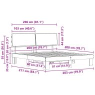 Леглова рамка с тапицирана гръбна част Тъмен сив 200 x 200 cm