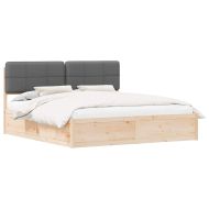 Леглова рамка с тапицирана гръбна част Тъмен сив 200 x 200 cm