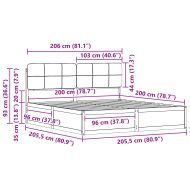 Леглова рамка с тапицирана гръбна част Таупе 200 x 200 cm