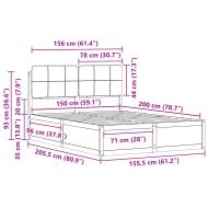 Леглова рамка с тапицирана гръбна част Светлосиво 150 x 200 cm