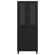 Висок шкаф 2 pcs Черния дъб Инженерна дървесина и стъкло