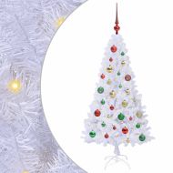 С изкуствено коледно дърво с поставка Бяло 120 cm PVC и стомана