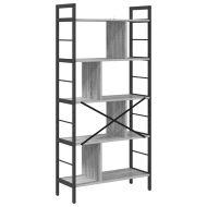 Рафт за книги Сив Сонома 75 x 30 x 156 см Инженерно дърво