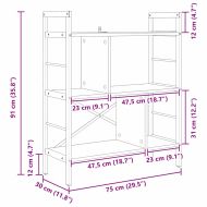 Рафт за книги Дъб 75 x 30 x 91 см Инженерно дърво