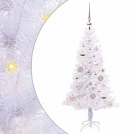 С изкуствено коледно дърво с поставка Бяло 120 cm PVC и Стомана