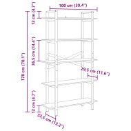 Рафт за книги Старо дърво 100 x 33,5 x 178 см Инженерно дърво