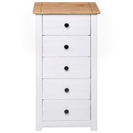 Сайдборд, бял, 46x40x89 см, бор, стил Панама