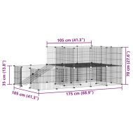 Клетка за животни с врата, 44 панела, черна, 35x35 см, стомана